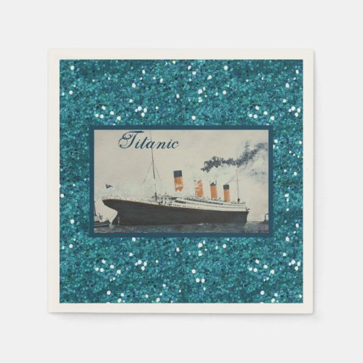 RMS Titanic Deep Blue Glitzer White Star Line Schi Serviette (Vorderseite)