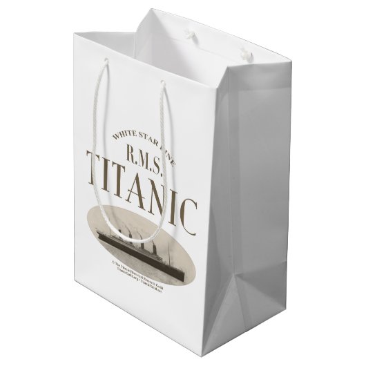 RMS Titanic Ghost Ship Sepia Medium Geschenktasche Mittlere Geschenktüte (Rückseite Schrägansicht)