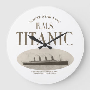 RMS Titanic Ghost Ship Sepia/White Clock Große Wanduhr