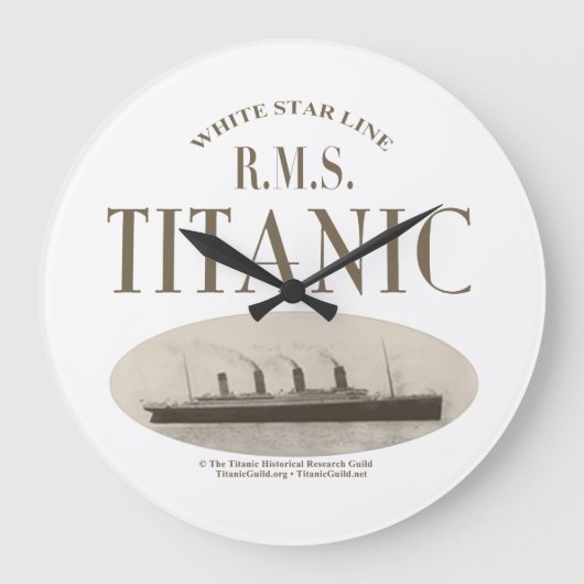 RMS Titanic Ghost Ship Sepia/White Clock Große Wanduhr (Vorderseite)