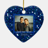 RMS Titanic Glittering Blue Sea Foto Datum Keramik Ornament (Hinten)