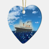 RMS Titanic Glittering Blue Sea Foto Datum Keramik Ornament (Links)