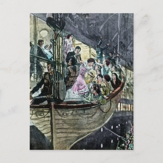 RMS Titanic Panik auf Deck Rush für die Rettungsbo Postkarte (Vorderseite)
