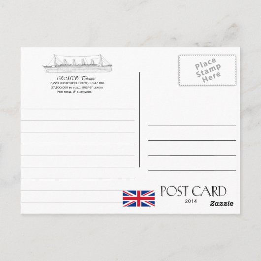 RMS Titanic Postkarte (Rückseite)