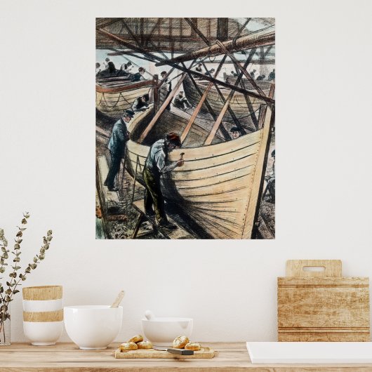 RMS Titanic Rettungsboote werden im Belfast gebaut Poster (Küche)