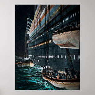 RMS Titanic Rettungsboote werden Vintag abgebaut Poster