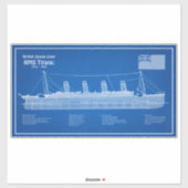 RMS Titanic Ship Blueprint Pläne ABD Aufkleber (Blatt)