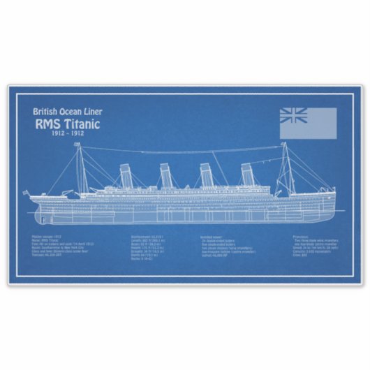 RMS Titanic Ship Blueprint Pläne ABD Aufkleber (Vorderseite)