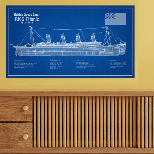 RMS Titanic Ship Blueprint Pläne ABD Fotodruck