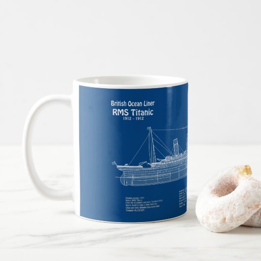 RMS Titanic Ship Blueprint Pläne ABD Kaffeetasse (Mit Donut)