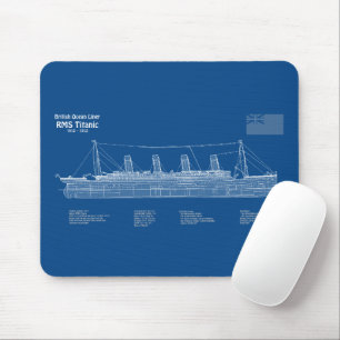 RMS Titanic Ship Blueprint Pläne ABD Mousepad