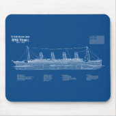 RMS Titanic Ship Blueprint Pläne ABD Mousepad (Vorne)