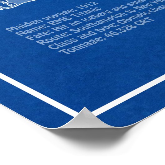 RMS Titanic Ship Blueprint Pläne ABD Poster (Ecke)