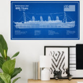 RMS Titanic Ship Blueprint Pläne ABD Poster