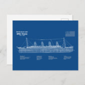 RMS Titanic Ship Blueprint Pläne ABD Postkarte (Vorne/Hinten)