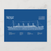 RMS Titanic Ship Blueprint Pläne ABD Postkarte (Vorderseite)