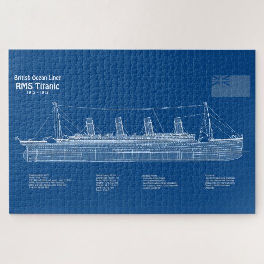 RMS Titanic Ship Blueprint Pläne ABD Puzzle (Horizontal)