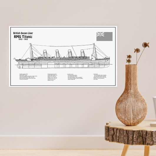 RMS Titanic Ship Blueprint Plans BD Poster