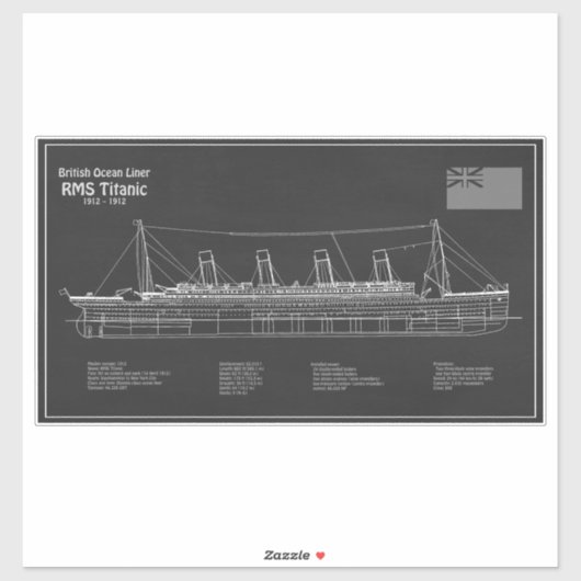 RMS Titanic Ship Blueprint Plans PBD Aufkleber (Blatt)