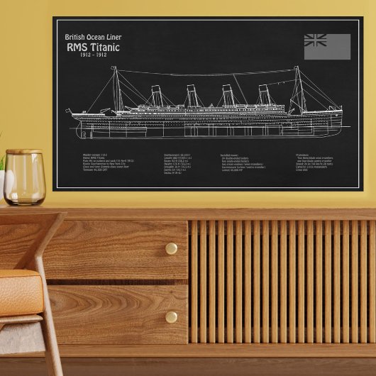 RMS Titanic Ship Blueprint Plans PBD Fotodruck