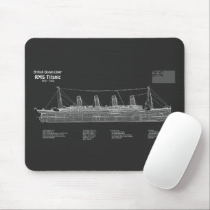 RMS Titanic Ship Blueprint Plans PBD Mousepad