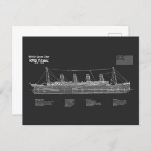 RMS Titanic Ship Blueprint Plans PBD Postkarte