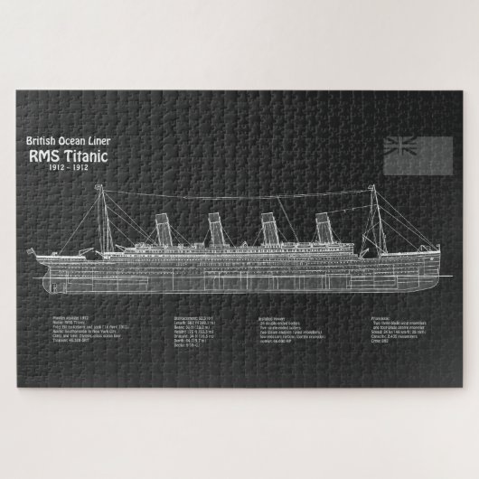 RMS Titanic Ship Blueprint Plans PBD Puzzle (Horizontal)
