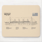 RMS Titanic Ship Blueprint Plans SD Mousepad (Vorne)