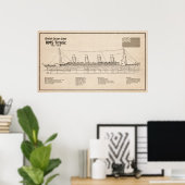 RMS Titanic Ship Blueprint Plans SD Poster (Heimbüro)