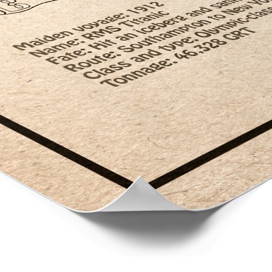 RMS Titanic Ship Blueprint Plans SD Poster (Ecke)