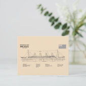 RMS Titanic Ship Blueprint Plans SD Postkarte (Stehend Vorderseite)