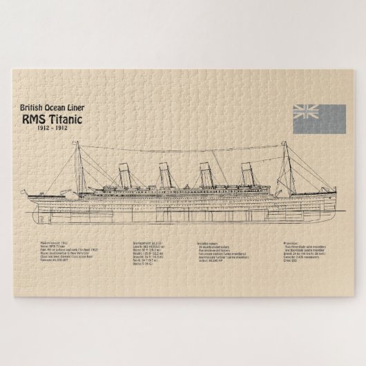 RMS Titanic Ship Blueprint Plans SD Puzzle (Horizontal)