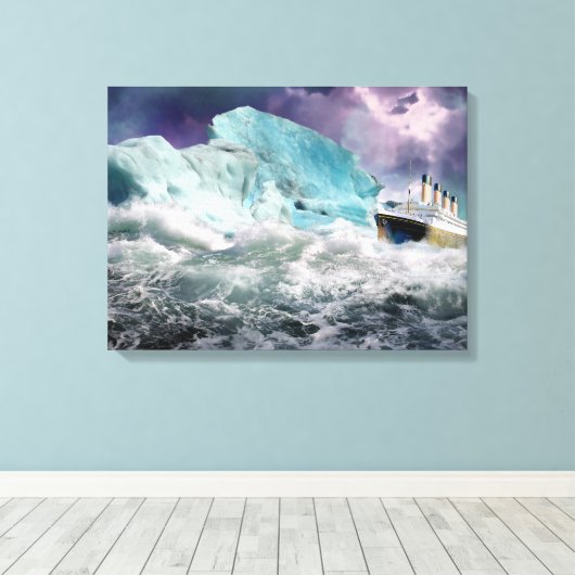RMS Titanic und Iceberg Gemälde Wrapped Canvas Leinwanddruck (Insitu (Holzboden))