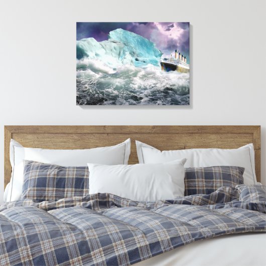 RMS Titanic und Iceberg Gemälde Wrapped Canvas Leinwanddruck (Insitu (Schlafzimmer))