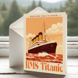 RMS Titanic Vintage Poster. Retro Ocean Liner Art Dankeskarte