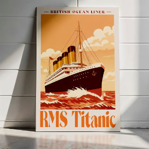 RMS Titanic Vintage Poster. Retro Ozeandampfer Kun Poster