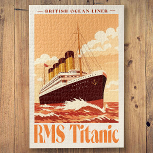 RMS Titanic Vintage Poster. Retro-Ozeandampfer-Kun Puzzle