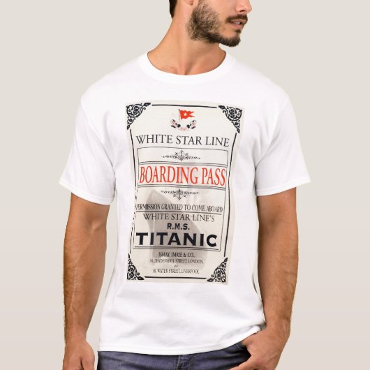 RMS Titanic White Star Line Boarding Pass T-Shirt (Vorderseite)
