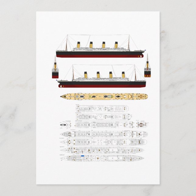 RMS Titanic Zeichn und Diagramm (Vorderseite)