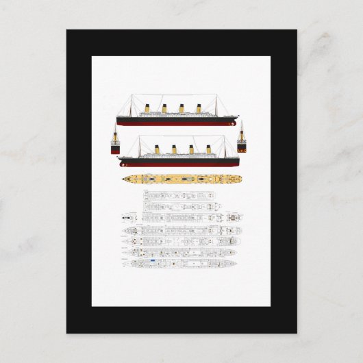 RMS Titanic Zeichn und Diagramm Postkarte (Vorderseite)