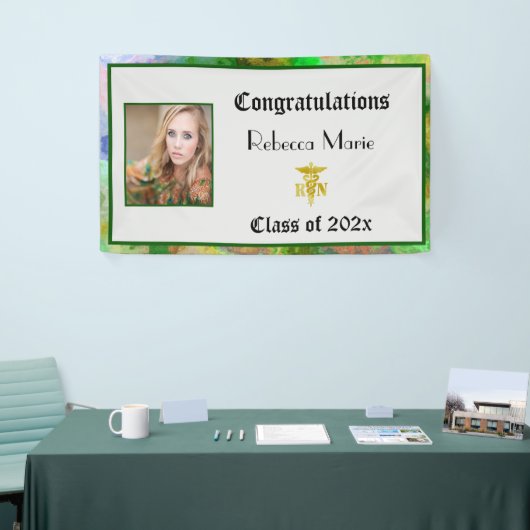 RN Abschluss Green Pink Blue Watercolor Banner (Messeveranstaltung)