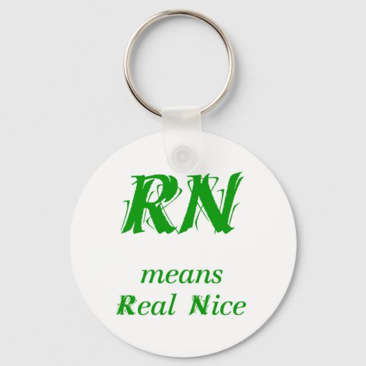 RN bedeutet Real Nice (grün) Schlüsselanhänger (Vorderseite)