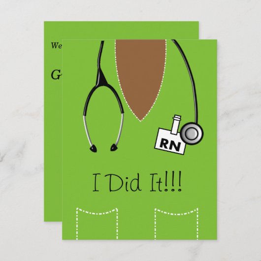 RN Black Nurse Abschluss Einladung Scrub Limon #9 (Vorne/Hinten)