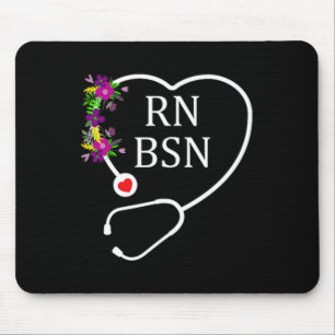Rn Bsn Registered Nurse Nursing Floral Stethoscope Mousepad