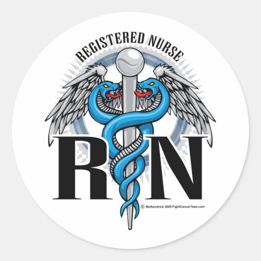 RN Caduceus Blue Runder Aufkleber (Vorderseite)