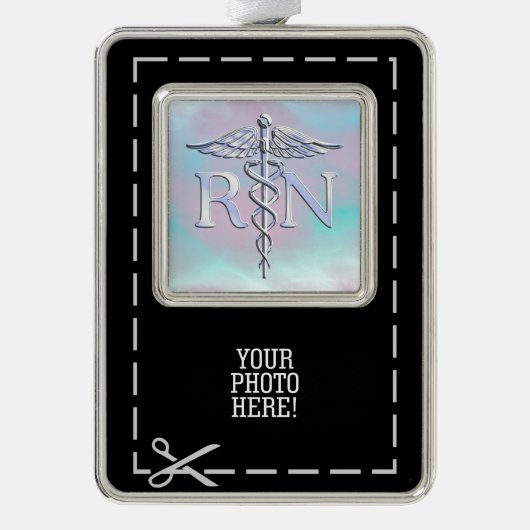 RN Caduceus Medical Mother Pearl Decor Rahmen-Ornament Silber (Vorderseite)