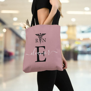 RN Eingetragenes Nurse Blush Pink Monogramm Tasche