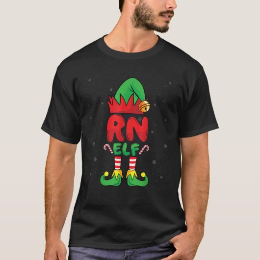 RN Elf Registrierte Krankenschwester Weihnachten R T-Shirt (Vorderseite)