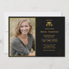 RN Graduation Party Foto Black Gold Einladung