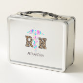 "RN" in Leopard-Printwerbung - farbiges medizinisc Metall Brotdose (Rückseite)